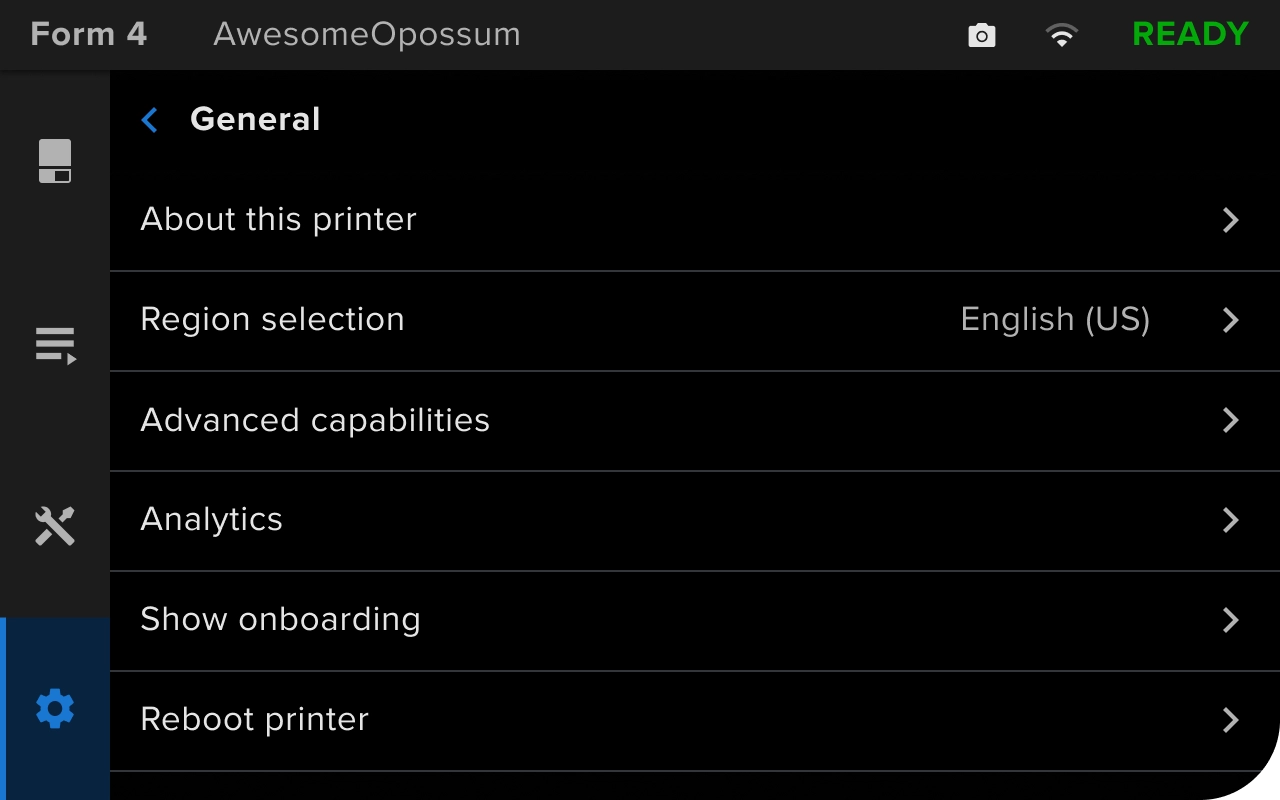 Formlabs OMM General 常規設定畫面