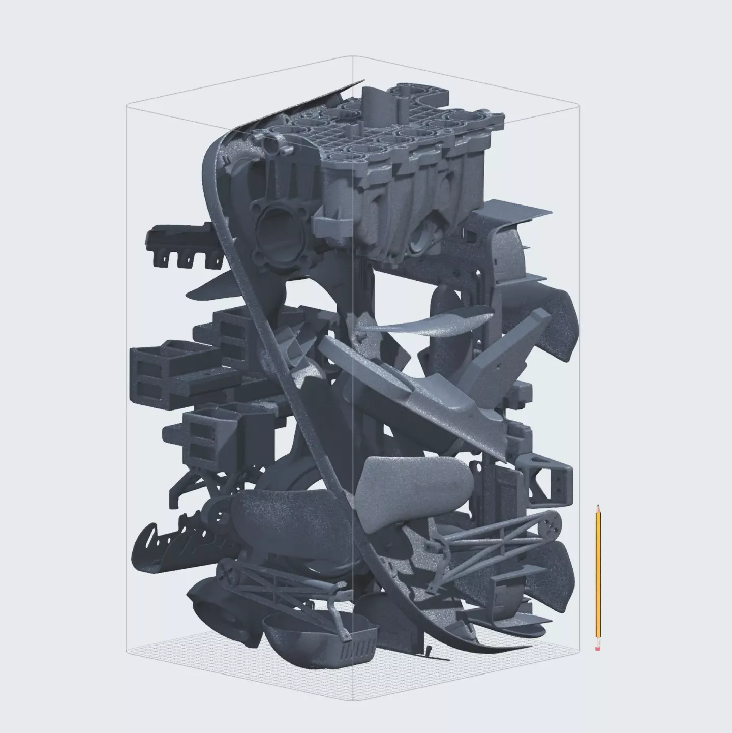 Fuse X1 少量多樣製造，可於同一批列印中放入不同尺寸與用途的零件